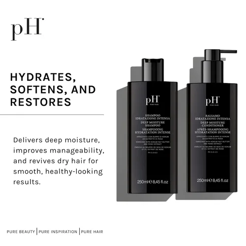 Miniatura 5 de pH PURE HAIR Set de champú y acondicionador de humedad profunda, fórmula hidratante para cabello seco dañado, enriquecido con mantequilla de nuez