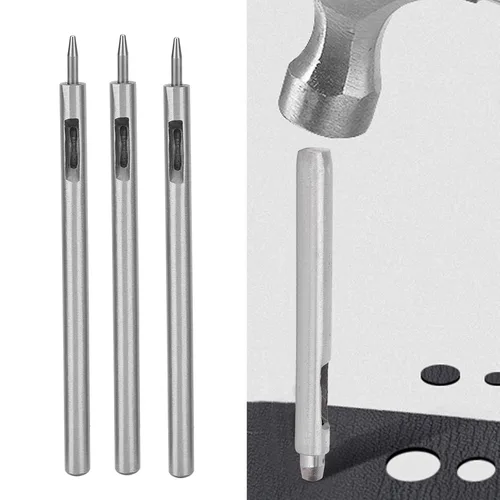 Miniatura 5 de YWBL-WH 3 piezas de perforador de cuero para manualidades, herramienta de perforación de acero aleado para correas de reloj, cinturones