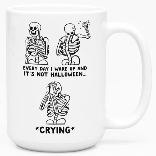 Miniatura 171 de LookHUMAN Taza de Café de Halloween – Halloween Is Meowgical Tazas, Taza de Café Espeluznante Idea de Regalos de Taza, 15 Onzas 10-Blanco