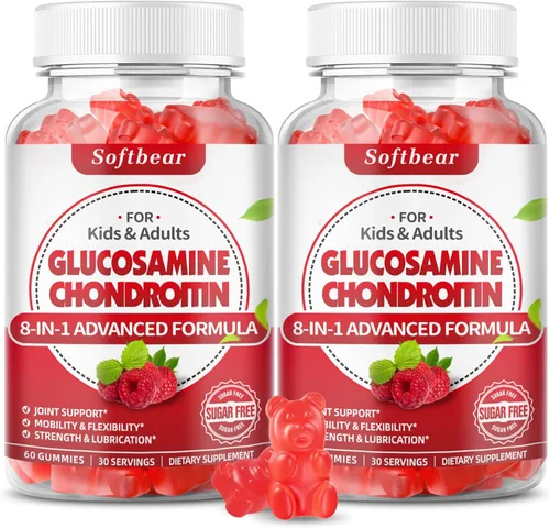 Miniatura 10 de softbear Gomitas de condroitina de glucosamina, sin azúcar, glucosamina condroitina, MSM, suplemento con cúrcuma de saúco que apoya la salud