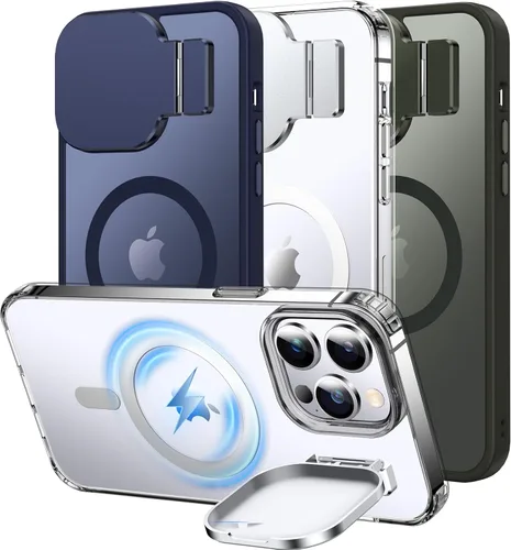Miniatura 6 de Silverback Funda para iPhone 14 Pro Max con funda para cámara, compatible con MagSafe, con soporte integrado, funda magnética translúcida mate a