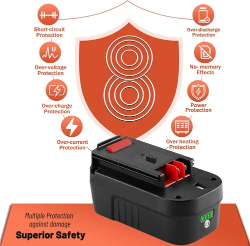 Miniatura 5 de TenHutt Batería de litio de iones de litio de 6.0 Ah, no Ni-Mh, 2 paquetes de 18 V para batería Black and Decker de 18 V, 6.0 Ah HPB18 HPB18-OPE