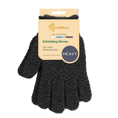 Miniatura 8 de Evridwear - Guantes exfoliantes de baño de doble textura para ducha, spa, masaje y exfoliantes corporales, elimina las células muertas de la piel