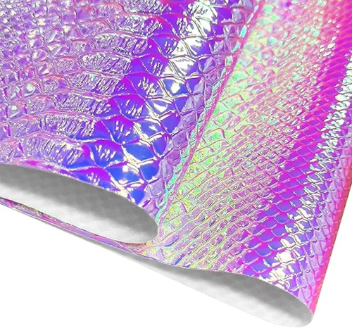 Miniatura 2 de HYANG - Hojas holográficas de piel sintética de poliuretano en relieve de serpiente, muy adecuadas para hacer manualidades, bolsos, aretes de cuero