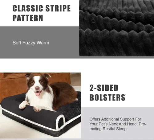 Miniatura 5 de Patas Lague Cama Ortopédica para Perros de Tamaño Grande 36''X24'', Impermeable Cómoda con Bolster en L Mediano Antideslizante Suave Cálida Cama