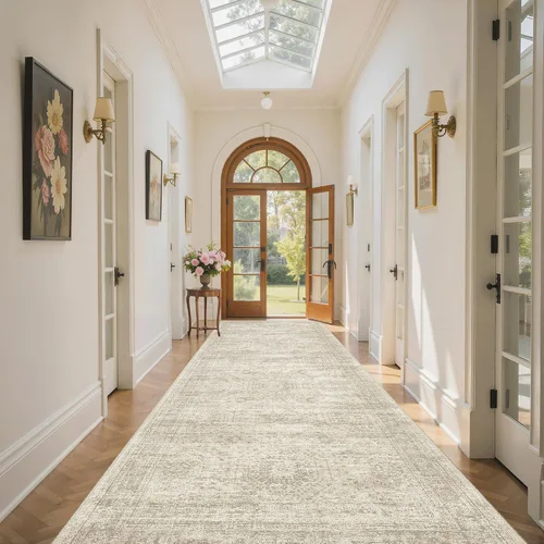 Miniatura 242 de Alfombra de pasillo Soalmost 2'6" x 10' lavable, alfombra antideslizante para cocina, baño, lavandería, alfombras vintage ultra delgadas para Beige