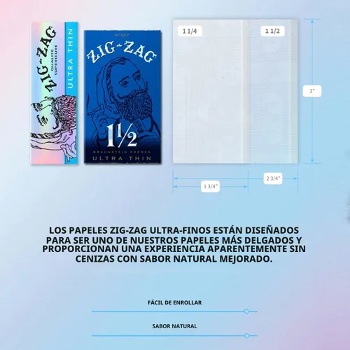 Miniatura 4 de ZIG-ZAG Papel de liar 1 ¼ ultrafino (6 folletos) - 32 hojas cada uno - Papel de liar de combustión lenta