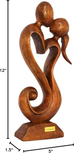 Miniatura 5 de G6 Collection Estatua de escultura abstracta de madera de 12 pulgadas hecha a mano – Amor eterno – Arte de regalo decorativo para decoración