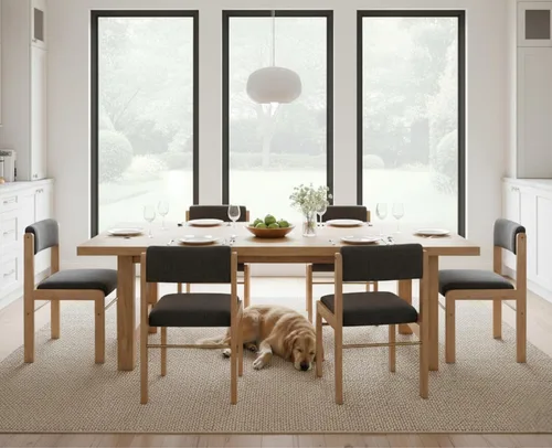 Miniatura 9 de CIMOTA Juego de 2 sillas de comedor de piel sintética, modernas sillas de comedor tapizadas de mediados de siglo con marco de madera/respaldo
