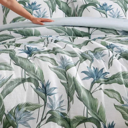Miniatura 6 de Tommy Bahama - Juego de edredón tamaño Queen, ropa de cama costera de algodón suave con fundas de almohada, juego de cama floral tropical