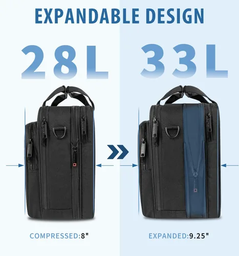Miniatura 4 de EMPSIGN Maletín para computadora portátil, bolsa de 17.3 pulgadas para computadora portátil, bolsa de mensajero expandible para hombres y mujeres