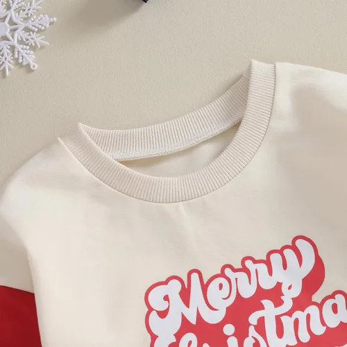Miniatura 3 de Lamuusaa Traje de Navidad para bebé recién nacida, manga larga, bloque de color, sudadera de gran tamaño, ropa de otoño