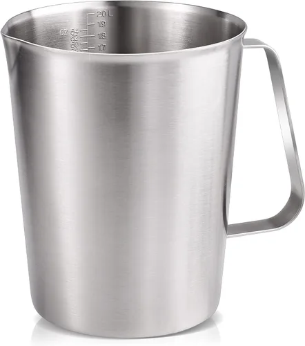 Miniatura 5 de KSENDALO Taza medidora de acero inoxidable, 2 tazas de acero inoxidable, taza medidora de metal con marcas, 16 onzas (0.5 litros)