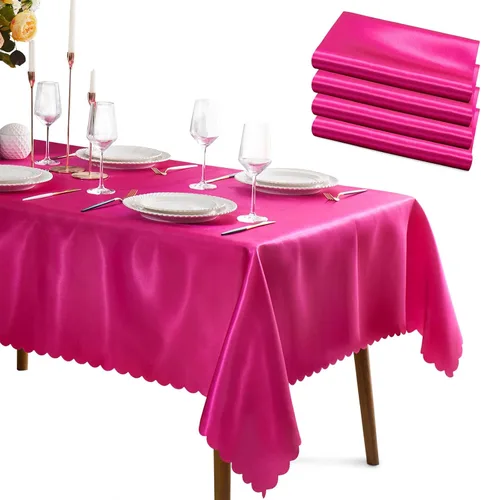 Miniatura 14 de KKJIAF Paquete de 1 mantel de satén negro de 58 x 102 pulgadas, rectangular, brillante, sedoso y suave, para decoración de banquete de boda, fiesta
