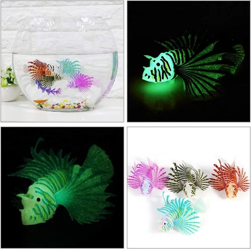 Miniatura 4 de HEEPDD Pez artificial brillante, pez león artificial brillante, peces falsos luminosos, peces de acuario, adorno de paisaje, decoración de animales