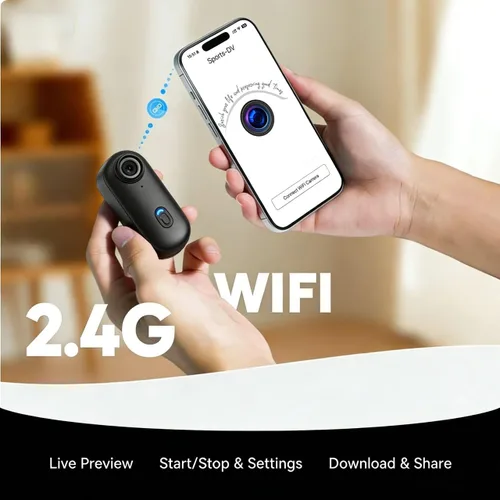 Miniatura 2 de JETO Mini cámara corporal 4K, cámara de acción POV con clip con cordón magnético, clip trasero giratorio, gran angular de 150°, funda impermeable