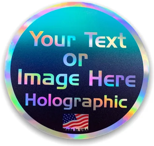 Etiquetas adhesivas holográficas personalizadas, impermeables, aptas para lavavajillas, fabricadas en Estados Unidos, etiquetas comerciales o