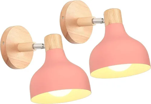Miniatura 13 de Lámpara de pared E27 retro regulable escandinava para dormitorio, sala de estar, pasillo, cocina, iluminación interior (Amarillo, 2 piezas)