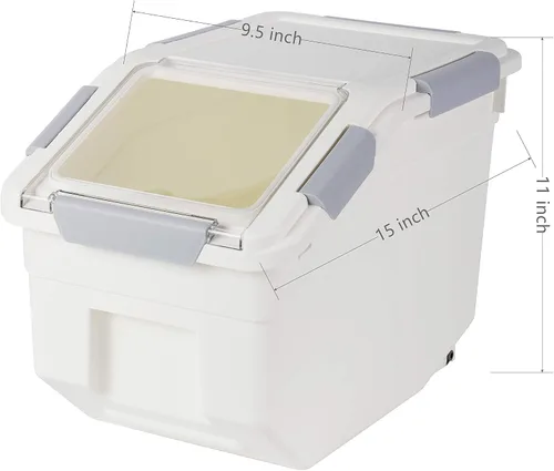 Miniatura 4 de EonTone - Paquete de 4 contenedores de almacenamiento de ingredientes (25 L paquete de 2) (15 L paquete de 2) con ruedas y tapa con traba sellada PP
