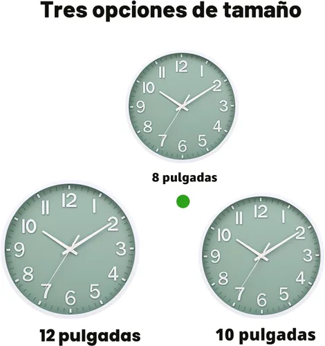 Miniatura 2 de Reloj de pared moderno de 8 pulgadas, funciona con pilas, reloj de pared silencioso sin tictac para sala de estar, dormitorio, cocina, oficina