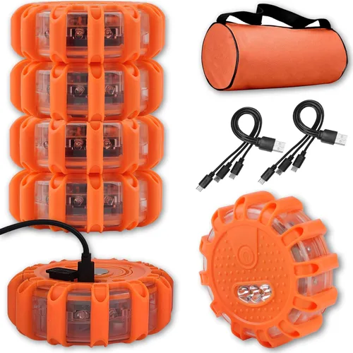 Miniatura 9 de Ecoangel Bengalas LED de Carretera Recargables por USB Luces de Emergencia - Baliza de Seguridad para Automóvil de Advertencia en Carretera Kit de 3