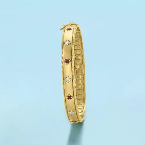 Miniatura 4 de Ross-Simons Pulsera de diamantes de 0.20 quilates de rubí y 0.15 quilates en oro de 18 quilates sobre esterlina, Gema, multi