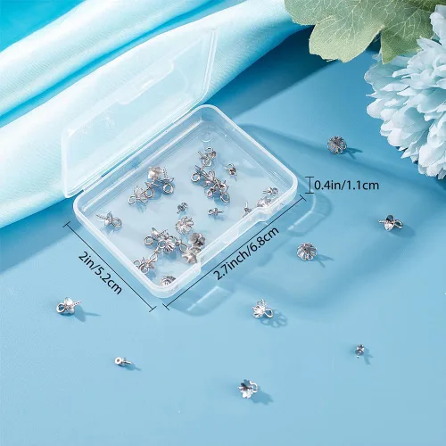 Miniatura 6 de SUNNYCLUE 1 caja de 60 piezas de 6 estilos de alfiler de ojo, tapa de perlas con clavija de acero inoxidable 304, cierres de dije, conectores para 1