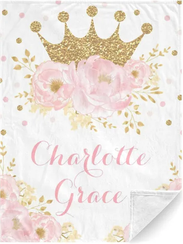 Miniatura 13 de Mantas de bebé personalizadas con nombre, mantas de bebé personalizadas para niñas, regalos de bebé, manta personalizada con corona de princesa