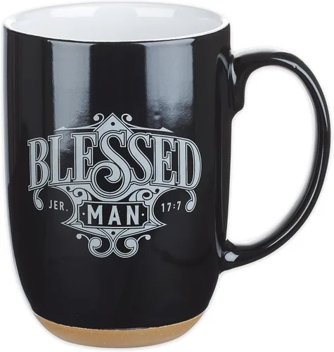 Taza de café Christian Art Gifts: Hombre Bendito - Jeremías 17:7 Escritura inspiradora, 15 oz, Negro