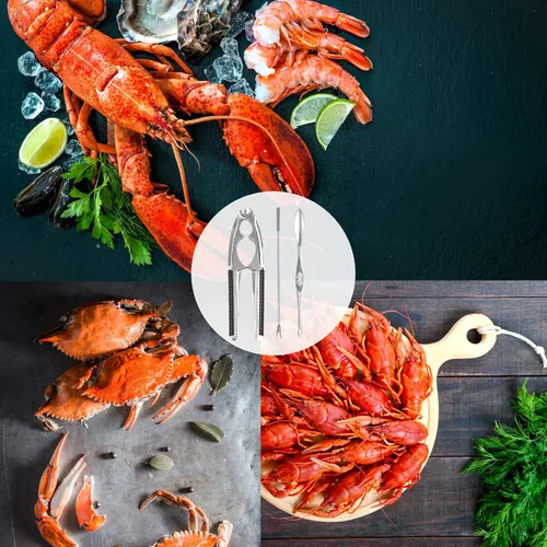 Miniatura 6 de Nut Crackers - Galletas de nuez de alta resistencia con 2 tenedores/púas de acero inoxidable para mariscos, cascanueces con mango antideslizante
