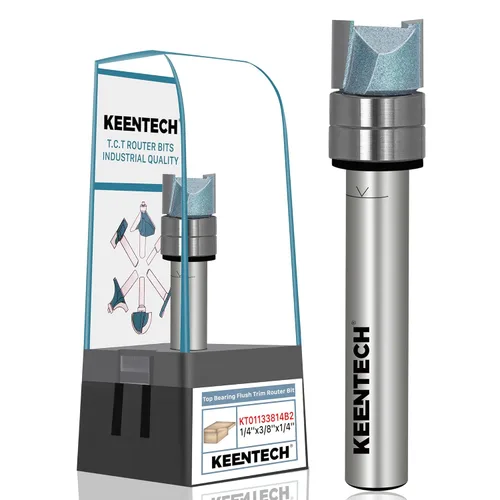 Miniatura 18 de KEENTECH Brocas de enrutador de 1/2 pulgada, broca de enrutador de ajuste empotrado, broca de patrón con punta de carburo de rodamiento superior