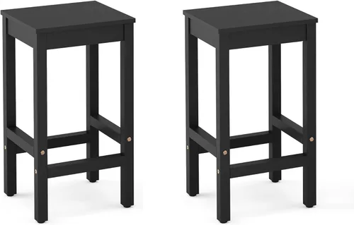 Taburetes de bar de 26 pulgadas, juego de 2 sillas de bar, asiento de encimera de cocina con reposapiés, taburetes de madera de acacia para comedor,