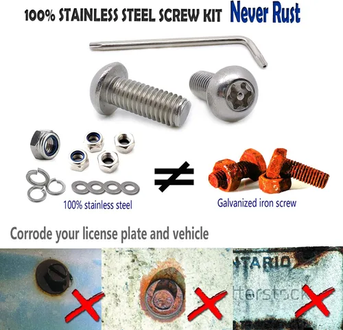Miniatura 9 de Aootf Tornillos de acero inoxidable para placa de matrícula, pernos antirrobo para marco de matrícula, sujetadores resistentes a manipulaciones