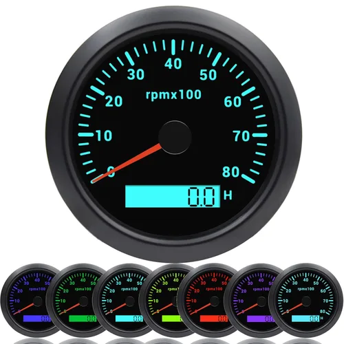 KAOLALI Tacómetro Medidor Impermeable 85mm 3-3/8" Tacómetro Automotriz de Reemplazo Tacómetros 0-8000 RPM Tacómetro para Coche Auto Barco Camión
