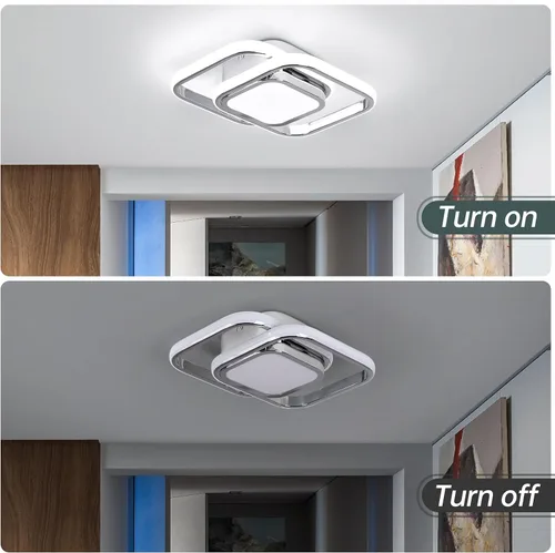 Miniatura 5 de CANEOE Lámpara de Techo Cuadrada para Pasillo, 6000K Blanco Frío Luz de Techo Moderna de Montaje al Ras, Accesorios de Iluminación LED Cromados