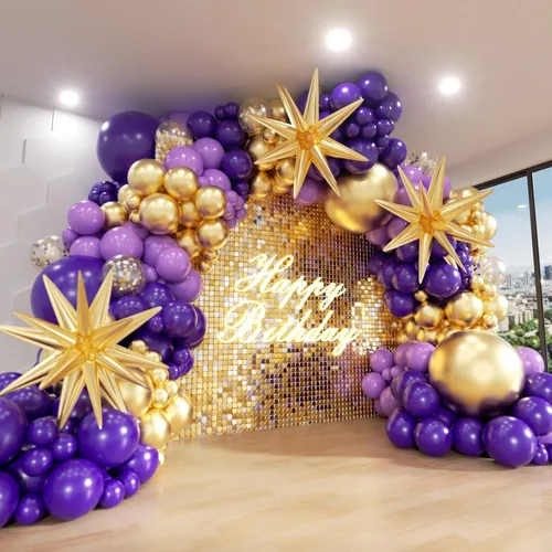 Miniatura 12 de Kit de Arco de Globos Azul ADOINBY, kit de 152 piezas de globos cromados macarrón azul marino y estrellas, kit de globos de diferentes tamaños