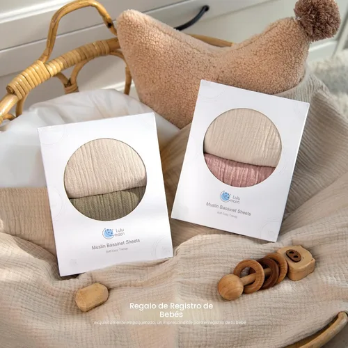 Miniatura 6 de lulumoon Sábanas de muselina para moisés para bebé: sábanas ajustables suaves para moisés de cabecera para niños y niñas Oliva y Crema