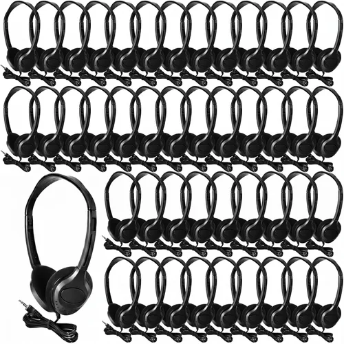 Frienda 48 Pack Classroom Headphones Bulk, Wired School Headsets for Students, Stereo Headphones with 3.5 mm Plug for Classroom, Online Learning,