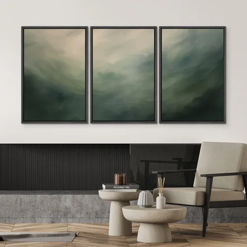 Miniatura 505 de SIGNWIN Lienzo enmarcado para pared, arte con pinceladas de flujo neutro en tonos beige abstractos, ilustraciones, arte moderno, decorativo