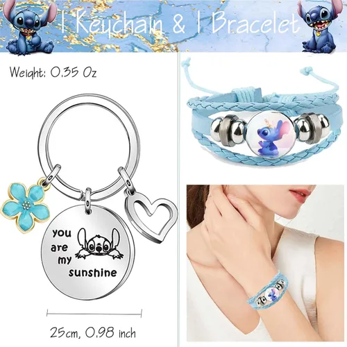 Miniatura 3 de Stitch Merchandise Stuff Gift Set, Stitch Anime Drawstring Bag, Keychain, Keychain Lanyard, Purse, Bracelets