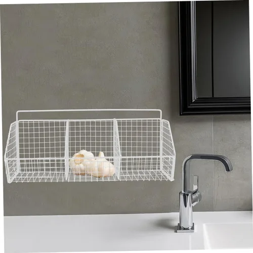 Miniatura 7 de 2 cestas de almacenamiento de cocina de montaje en pared, organizador colgante de acero al carbono con estructura de malla para frescura y ahorro