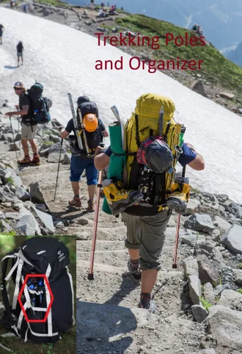 Miniatura 5 de Bastones de trekking, bastón plegable para hombres, mujeres, 5 engranajes plegables, organiza en la mochila, bastón de caminar con cuerda