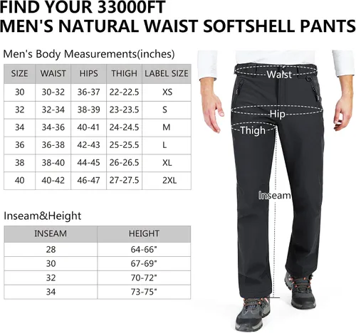 Miniatura 6 de 33,000ft Pantalones de esquí de invierno para hombre, con forro polar, cálidos, impermeables, aislados para snowboard, trabajo al aire libre