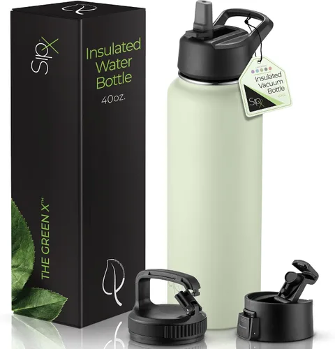 Miniatura 42 de SIPX™ Botella de Agua Aislada de 18 oz con 3 Tapas – Acero Inoxidable a Prueba de Fugas, Triple Aislamiento – Frío 24 Horas/Caliente 12 Horas