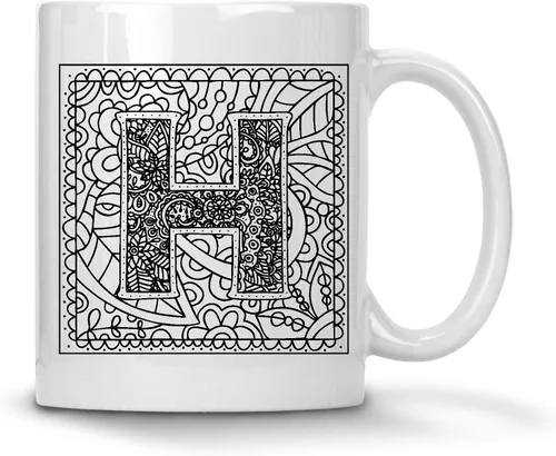 Miniatura 7 de Alankathy Mugs Taza de café monograma, 11 oz, color blanco (A)