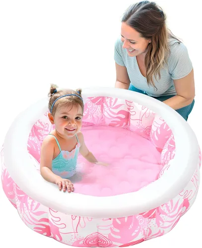SLOOSH Piscina inflable para niños, piscina de 36 x 11 pulgadas con piso de almohadilla suave para niños y niños pequeños, piscina redonda inflable