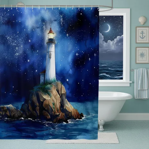 Miniatura 9 de Castle Fairy Cortinas de ducha impermeables 3D de sirena de ensueño, tela de paisaje, cortina de ducha de baño, diseño de mar, miau, pájaros