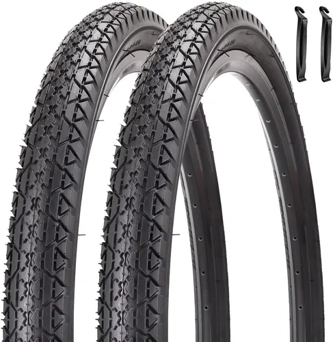 26 Inch Bike Tires 26 X 2.125(57-559) Replacement Tires or Schrader Valve Inner Tubes AV 32mm for Beach Cruiser Bike Par negro con palanca de