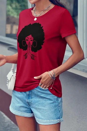 Miniatura 4 de Qianxitang camisetas de manga corta de cuello redondo de algodón con estampado gráfico para verano
