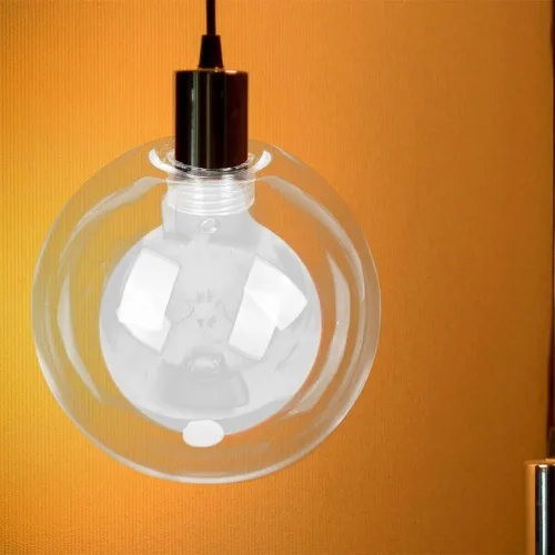 Miniatura 9 de Globo de luz de vidrio transparente esférico pantalla de cristal G9 roscada burbuja para luz (4.724 in) lámpara poste sombra